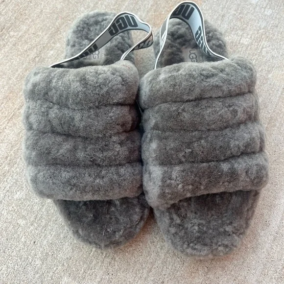 UGG Australia Fluff Yeah Women's Slide Slipper, Size 8 - Charcoal - Picture 2 of 11